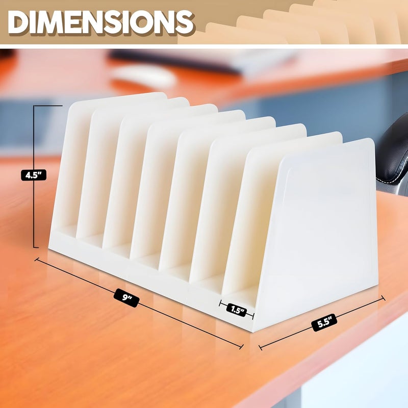 Manaloom Desktop File Organizer, Mail Organizer, 7 Compartments Office File Sorter, for Easy access to your files, Invoices, Letters and more - 4.5" Height x 8.8" Width x 5.5" Depth - White, Eco-Friendly - Image 2